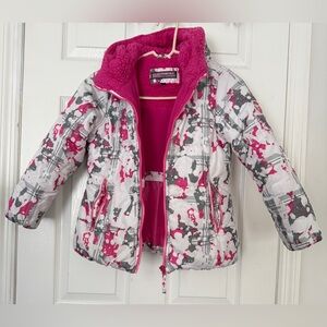Performance Gear Stylish Kids Puffer Jacket in Pink and Gray